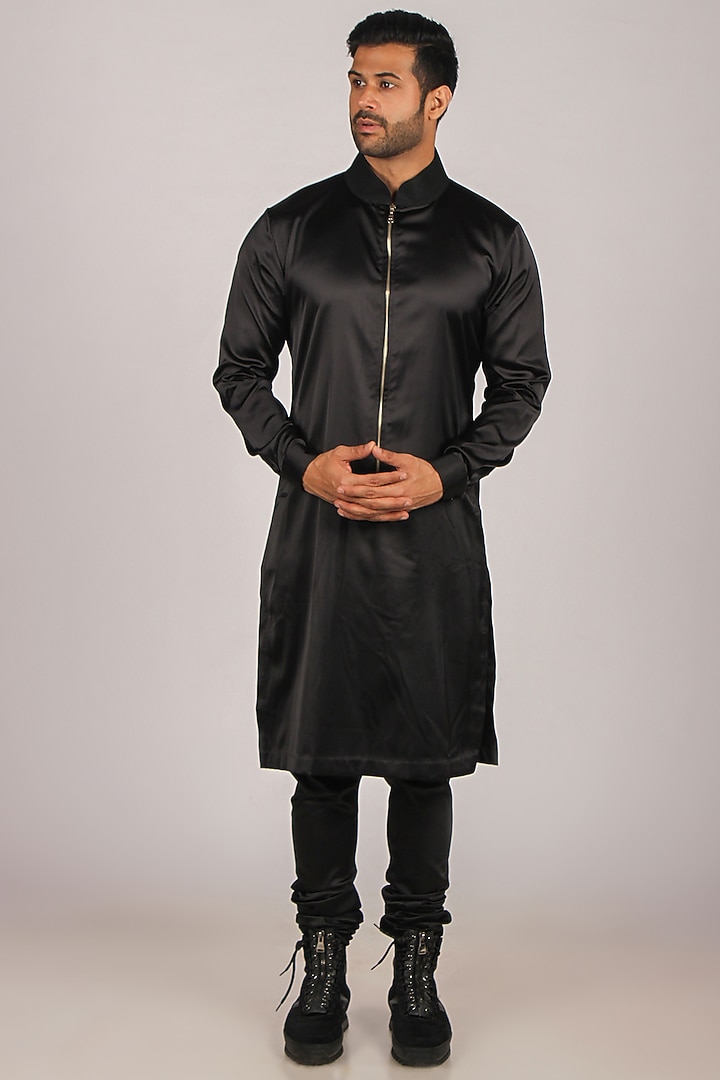 Black Velvet Embroidered Wedding Indowestern Set by Dapper & Dare at Pernia's Pop Up Shop