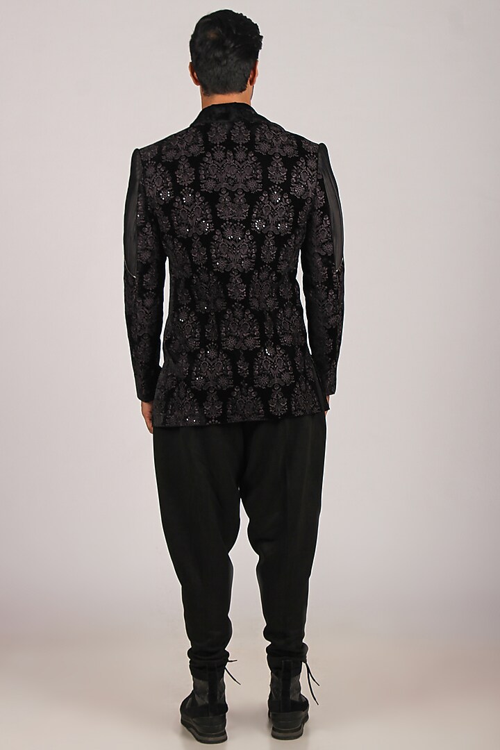 Black Velvet Indo Western Set by Dapper & Dare at Pernia's Pop Up Shop
