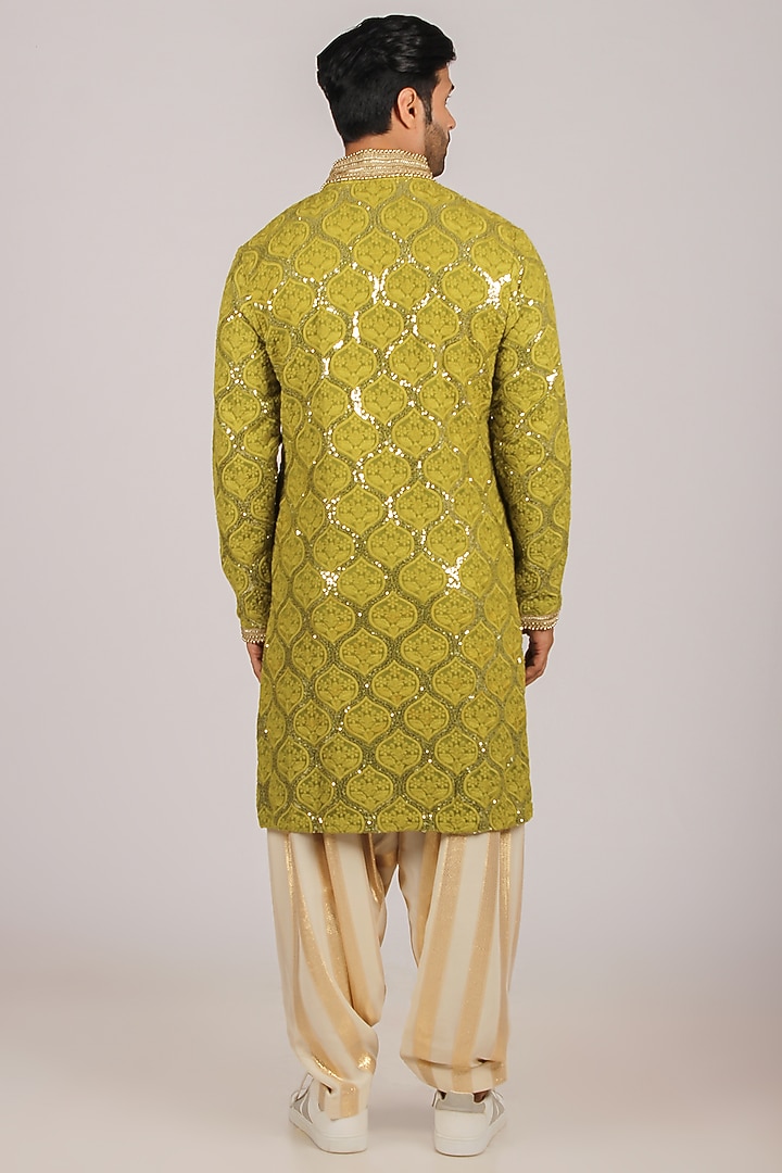 Olive Green Viscose Kurta Set by Dapper & Dare at Pernia's Pop Up Shop