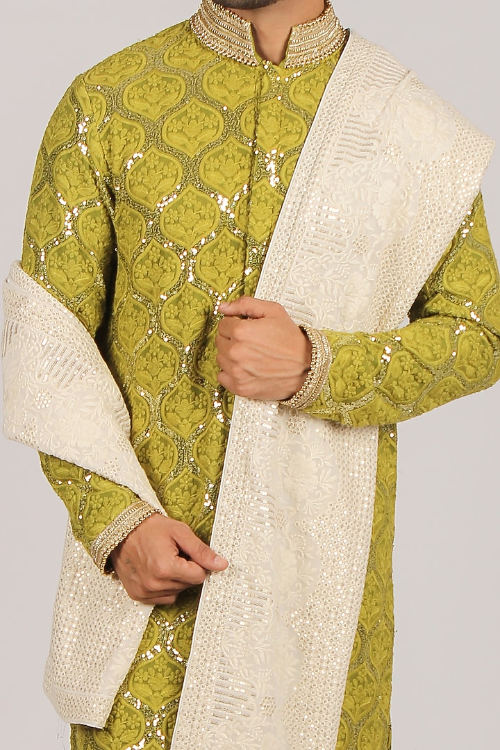 Olive Green Viscose Kurta Set by Dapper & Dare at Pernia's Pop Up Shop