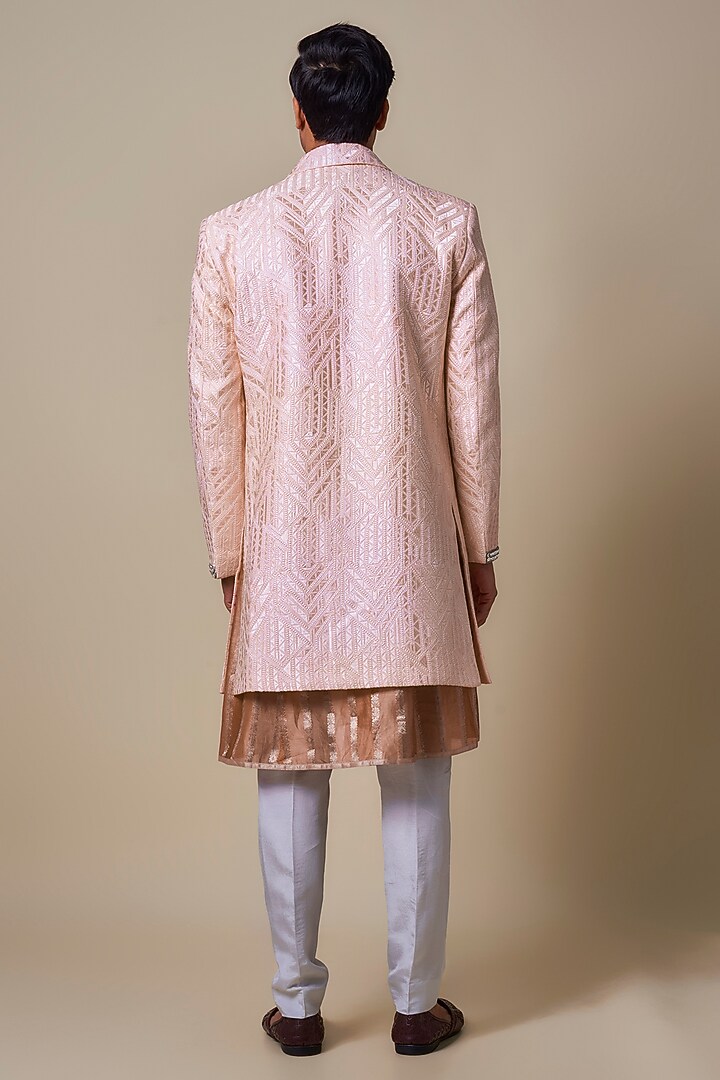 Blush Pink Mysore Silk Groom Sherwani Set by Dapper & Dare at Pernia's Pop Up Shop