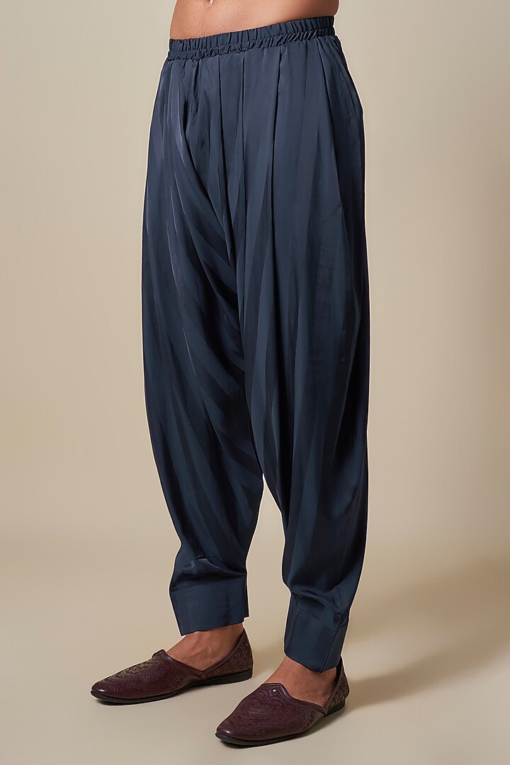 Blue Dola Silk Printed Bundi Jacket Set by Dapper & Dare at Pernia's Pop Up Shop
