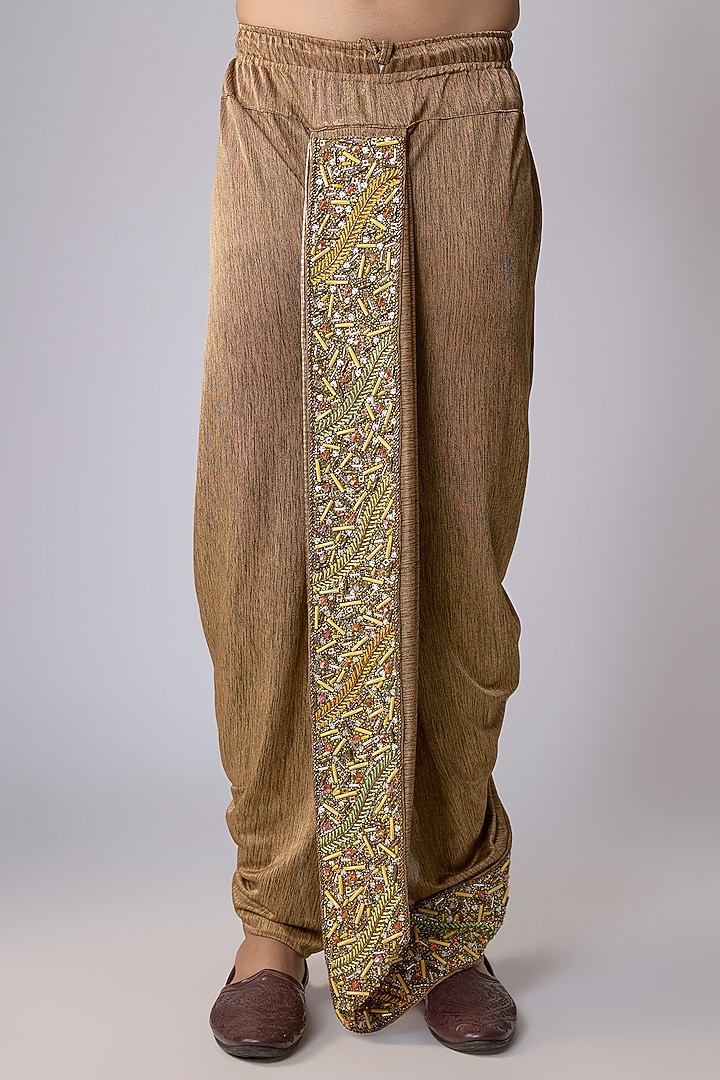 Yellow Japanese Crepe Embellished Groom Bandhgala Set by Dapper & Dare at Pernia's Pop Up Shop