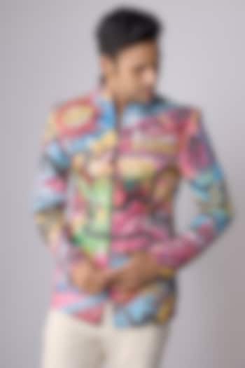 Multi-Colored Japanese Crepe Hand Painted Bomber Jacket by Dapper & Dare at Pernia's Pop Up Shop