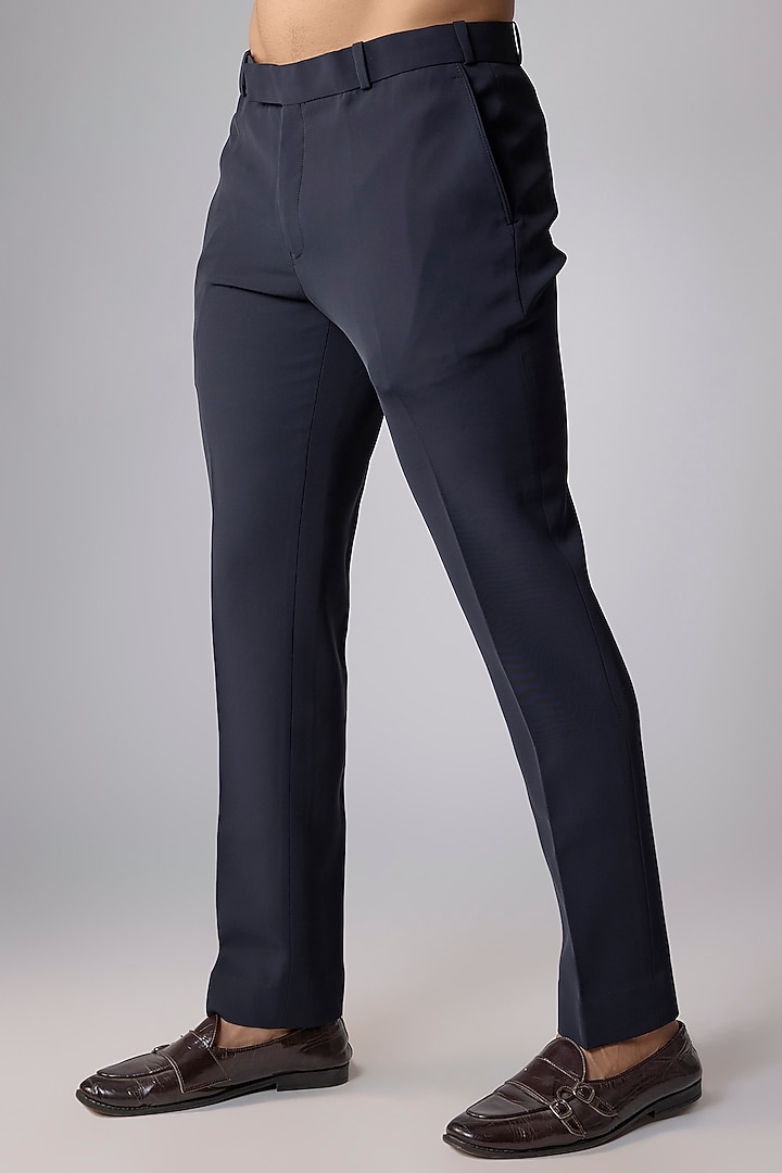 Midnight Blue Japanese Crepe Hand Embroidered Groom Indowestern Set by Dapper & Dare at Pernia's Pop Up Shop