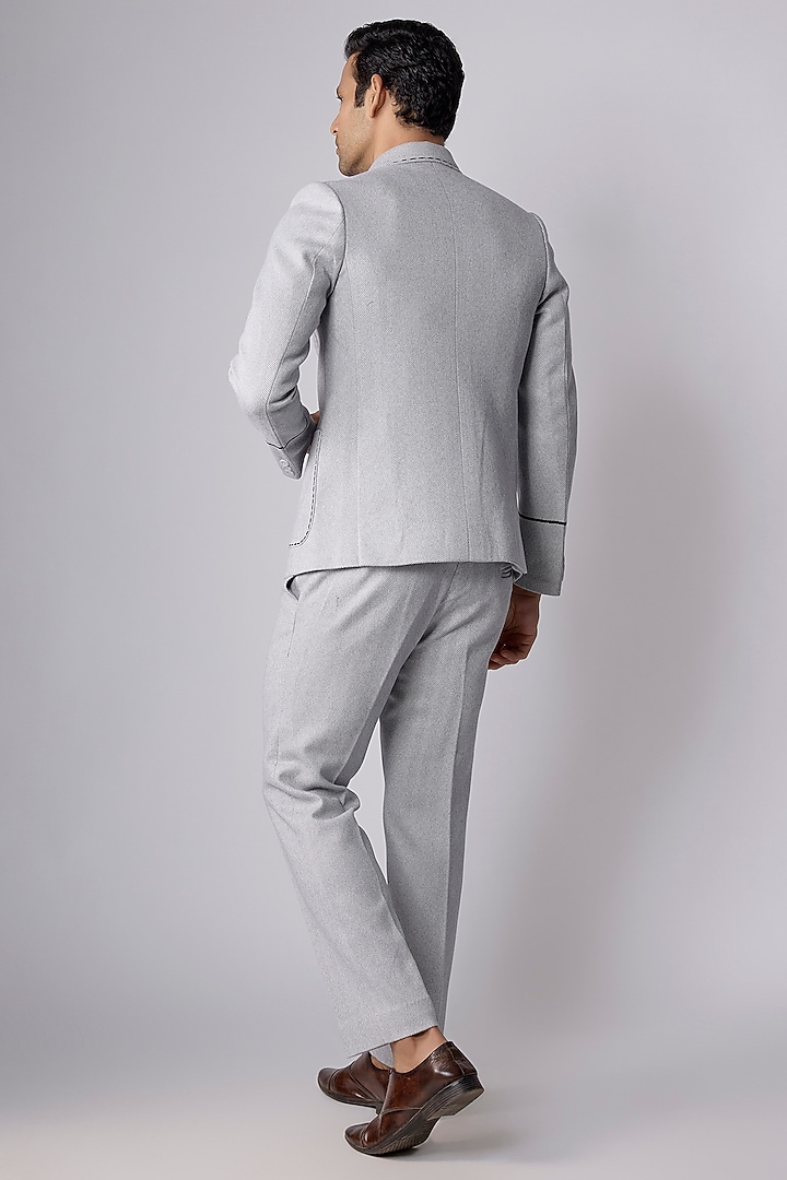Ice Grey British Twill Double-Breasted Jacket Set by Dapper & Dare at Pernia's Pop Up Shop