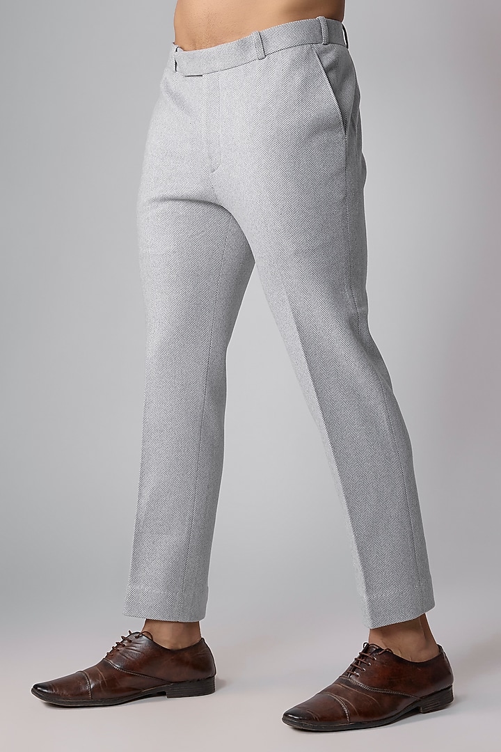 Ice Grey British Twill Double-Breasted Jacket Set by Dapper & Dare at Pernia's Pop Up Shop