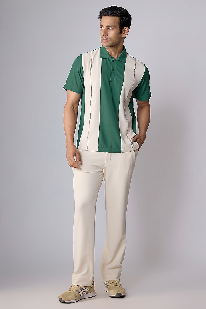 Bottle Green & Cream Sepia Yarn Co-Ord Set by Dapper & Dare at Pernia's Pop Up Shop