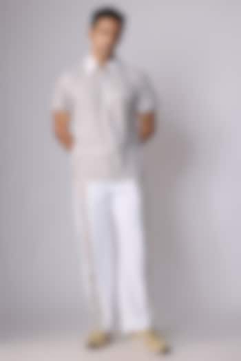 Grey & Cream Striped Sepia Yarn Co-Ord Set by Dapper & Dare at Pernia's Pop Up Shop