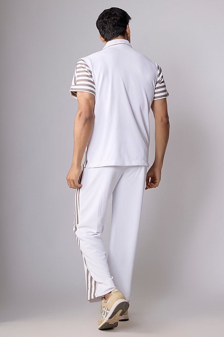 Grey & Cream Striped Sepia Yarn Co-Ord Set by Dapper & Dare at Pernia's Pop Up Shop