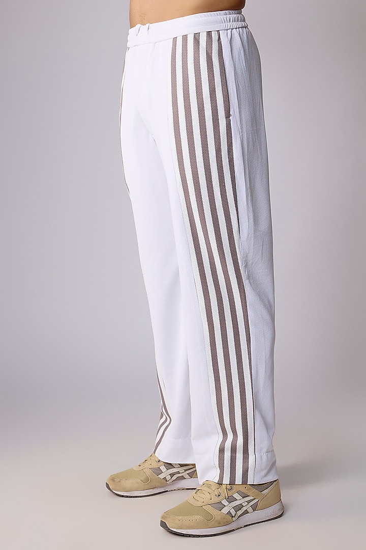 Grey & Cream Striped Sepia Yarn Co-Ord Set by Dapper & Dare at Pernia's Pop Up Shop