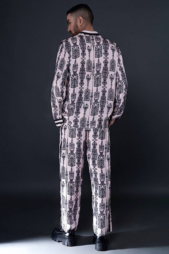 Pink Modal Satin Digital Printed Pants by DARK HOUR at Pernia's Pop Up Shop