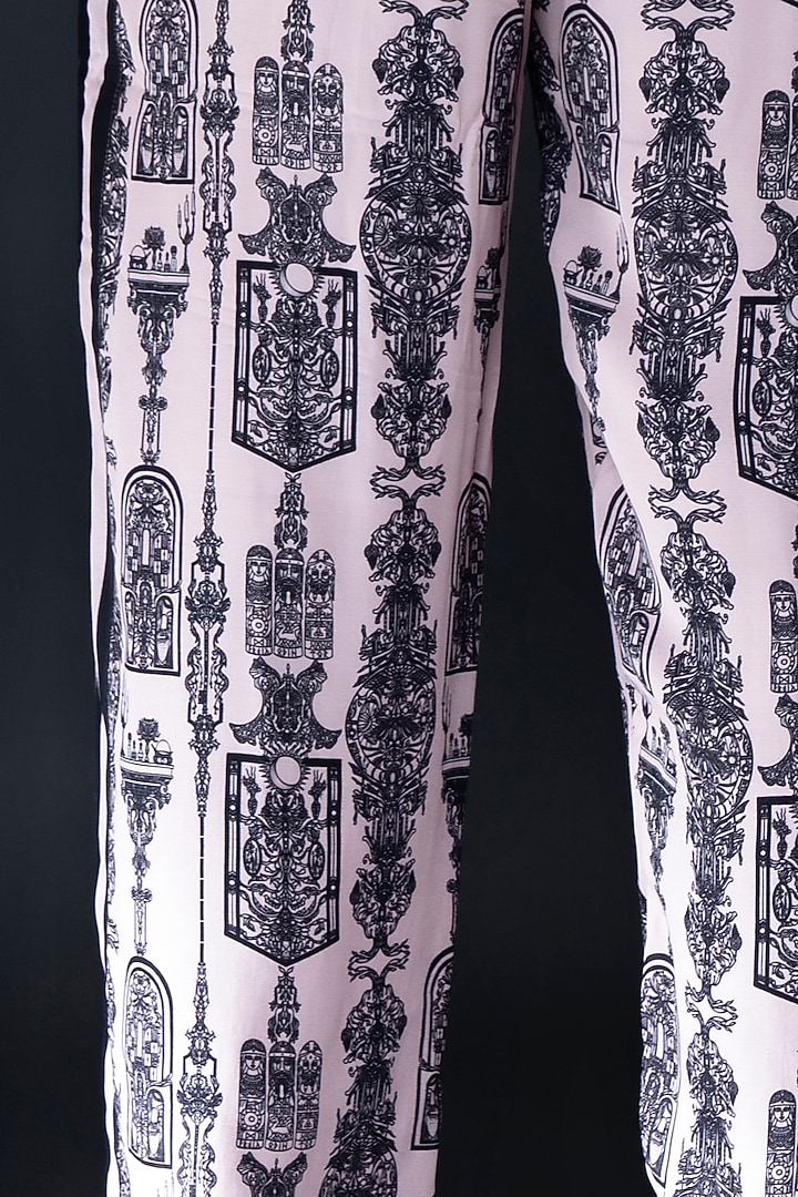 Pink Modal Satin Digital Printed Pants by DARK HOUR at Pernia's Pop Up Shop