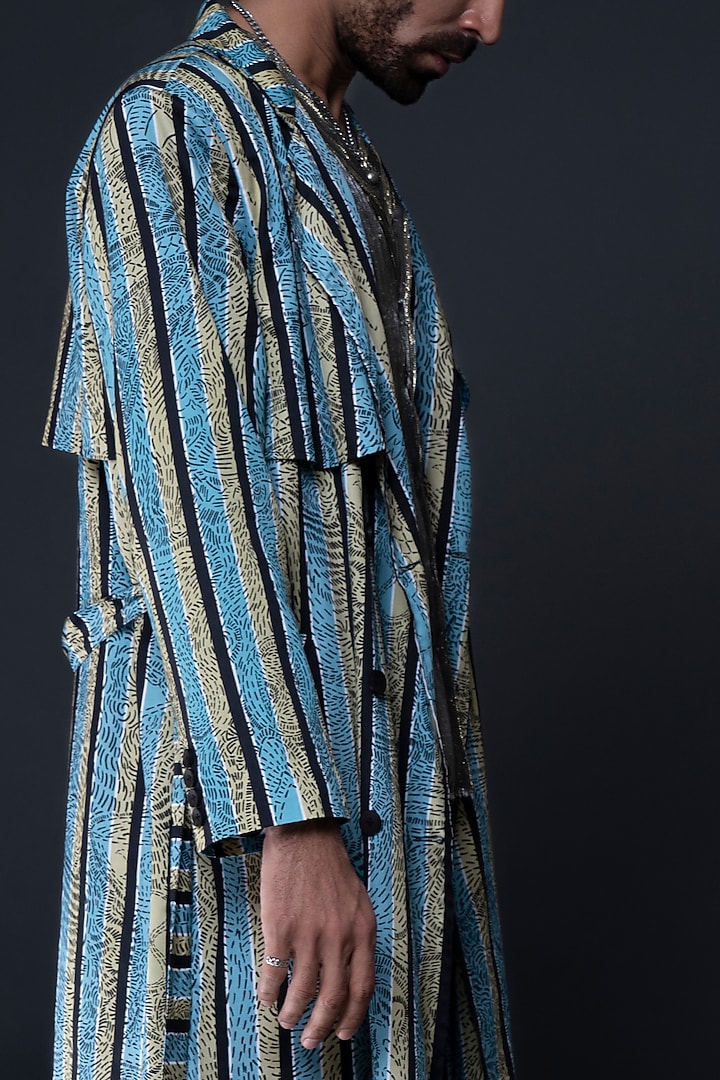 Green Cotton Satin Jacket Set by DARK HOUR at Pernia's Pop Up Shop