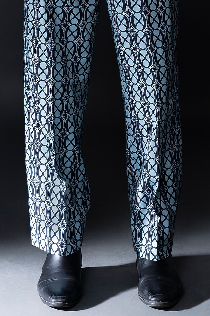Green Cotton Suiting Digital Printed Pants by DARK HOUR at Pernia's Pop Up Shop