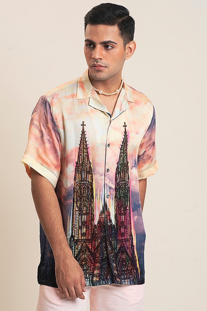 Multi-Colored Digital Printed Party Wear Shirt by DARK HOUR at Pernia's Pop Up Shop