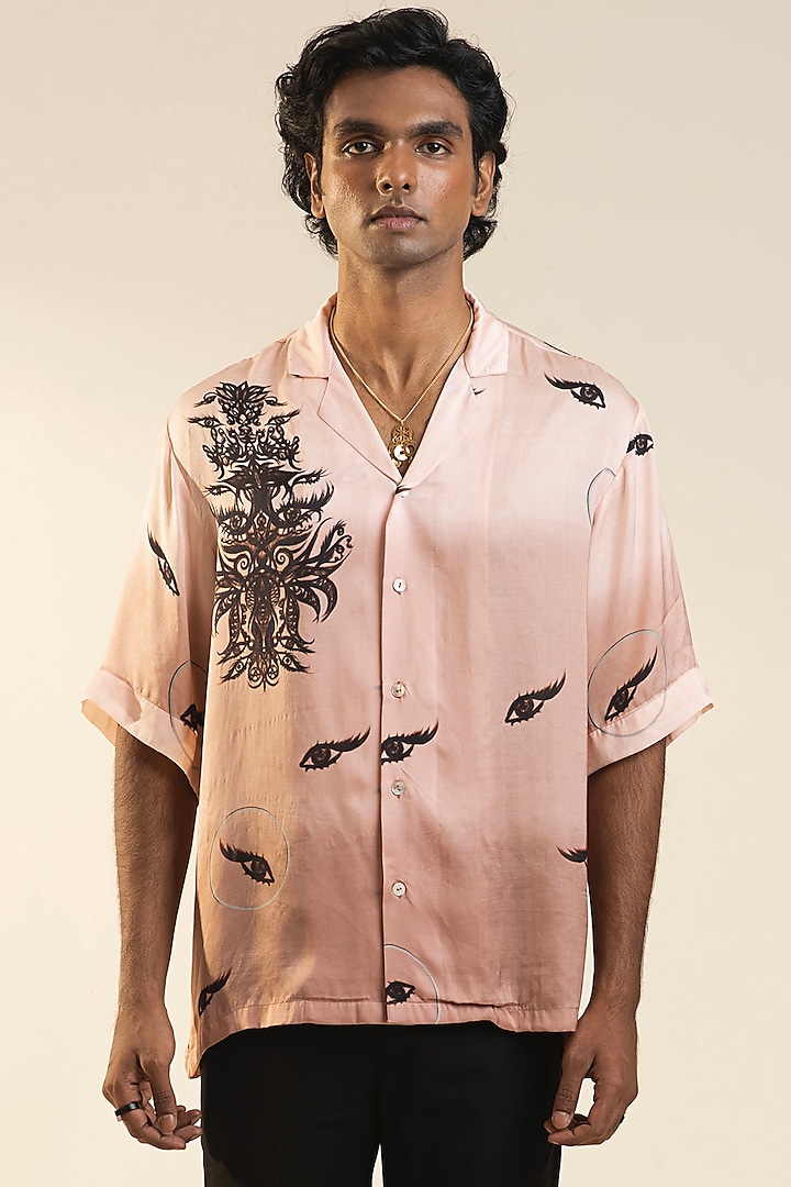 Pale Pink Digital Printed Shirt by DARK HOUR
