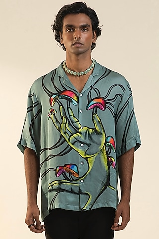 Pale Mint Digital Printed Shirt by DARK HOUR