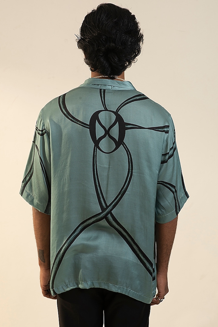 Pale Mint Digital Printed Party Wear Shirt by DARK HOUR at Pernia's Pop Up Shop