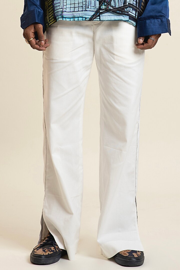 White Cotton Twill Pants by DARK HOUR
