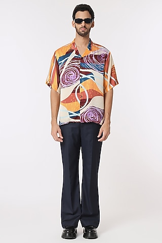 Multi-Colored Silk Printed Shirt by DARK HOUR