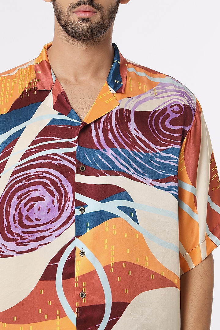 Multi-Colored Silk Printed Party Wear Shirt by DARK HOUR at Pernia's Pop Up Shop