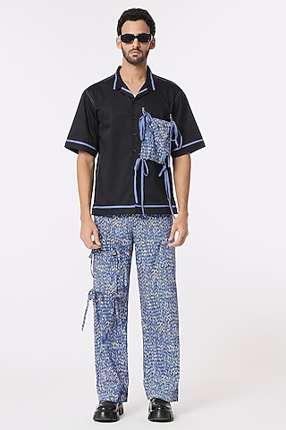 Black Cotton Satin Shirt by DARK HOUR