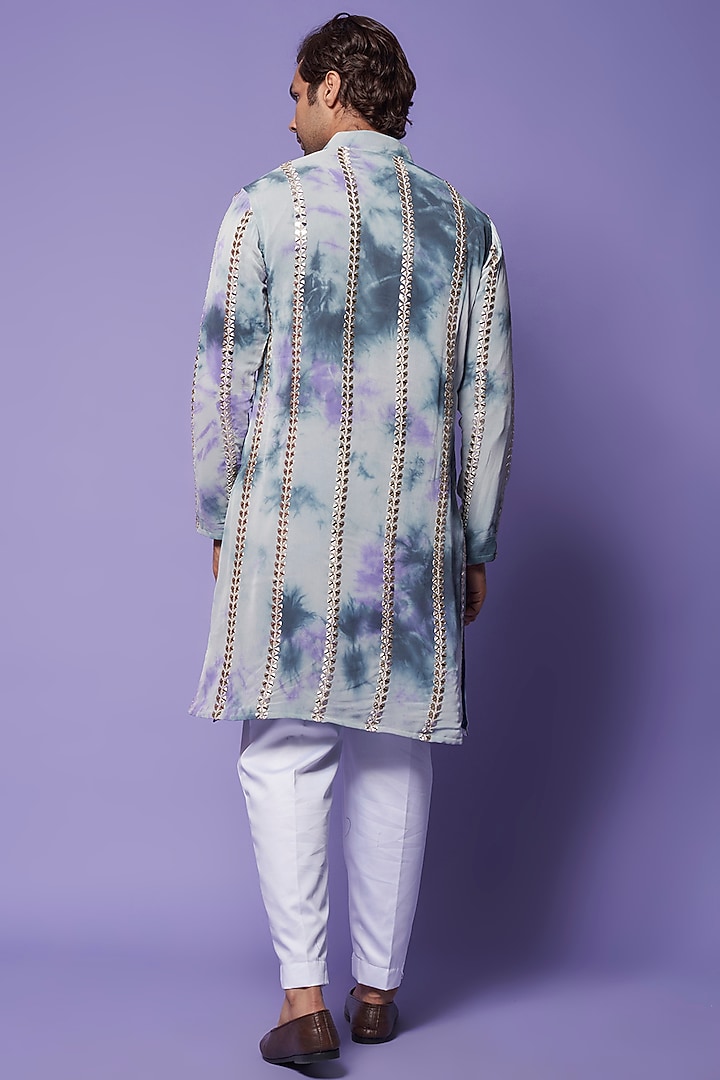 Grey Georgette Tie-Dyed & Embroidered Kurta Set by Darzi House at Pernia's Pop Up Shop