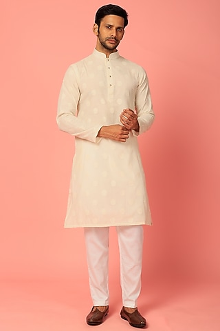 White Embroidered Kurta Set by Darzi House