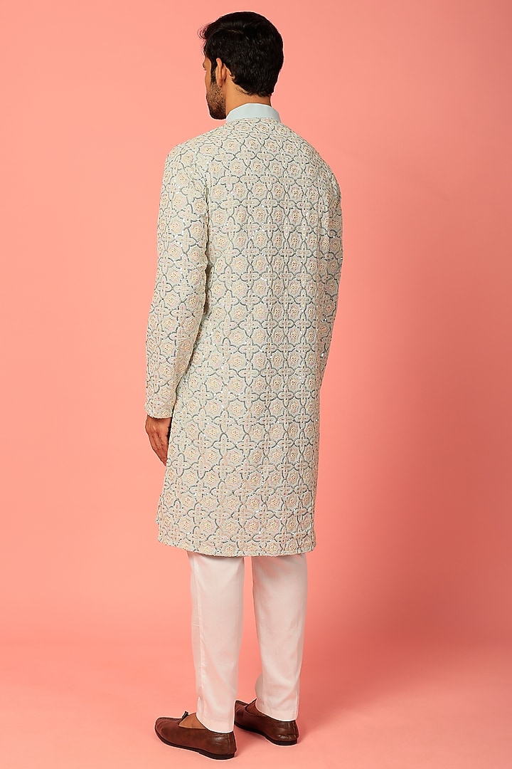Light Blue Embroidered Kurta Set by Darzi House at Pernia's Pop Up Shop