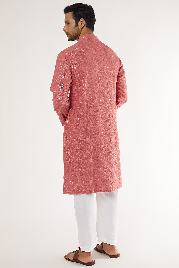 Pink Georgette Embroidered Kurta Set by Darzi House at Pernia's Pop Up Shop