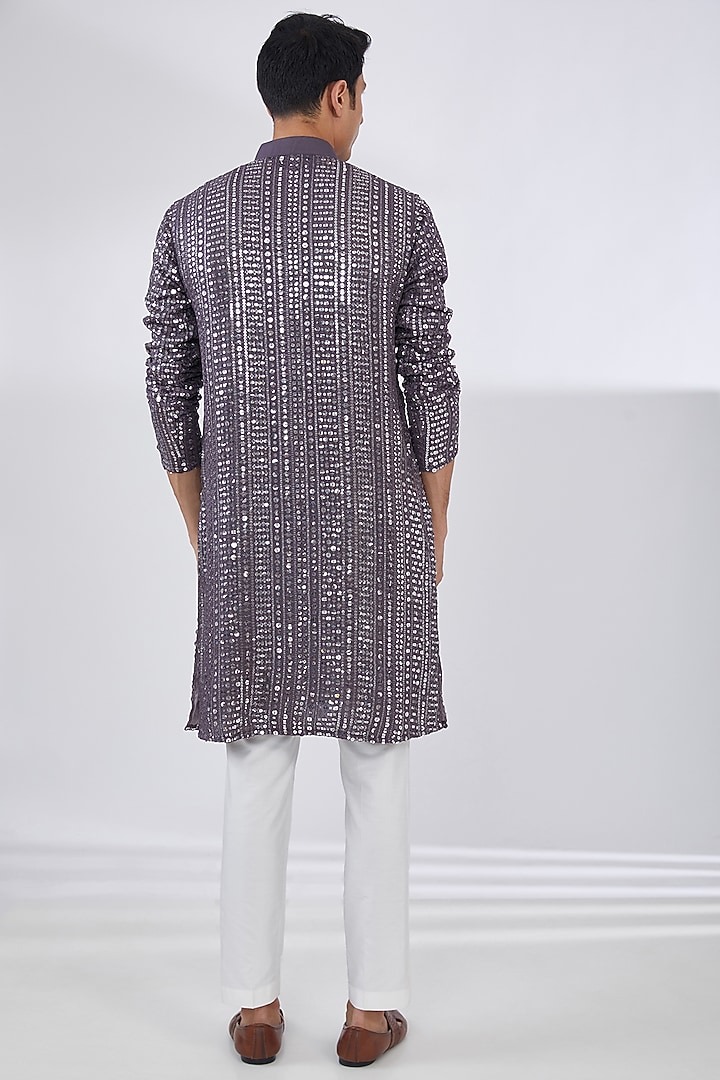 Charcoal Grey Georgette Chikankari Embroidered Kurta Set by Darzi House at Pernia's Pop Up Shop