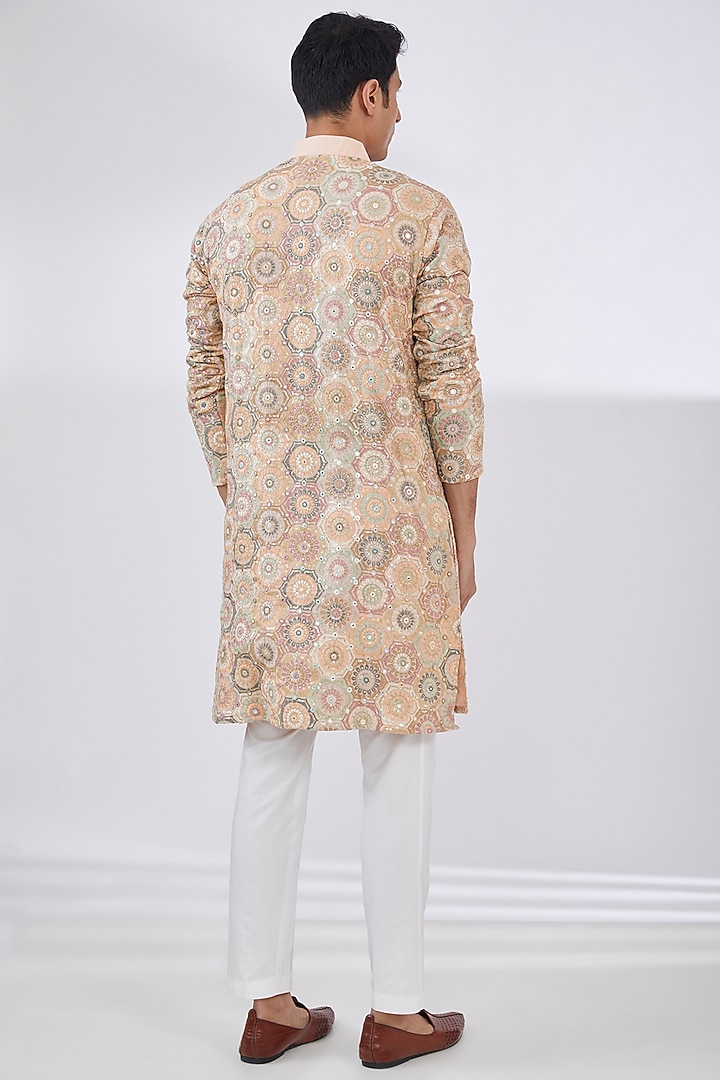 Pink Georgette Chikankari Embroidered Kurta Set by Darzi House at Pernia's Pop Up Shop