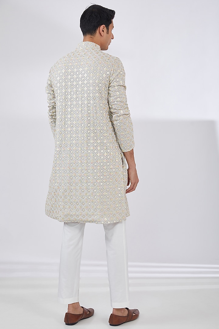 Grey Georgette Chikankari Embroidered Kurta Set by Darzi House at Pernia's Pop Up Shop