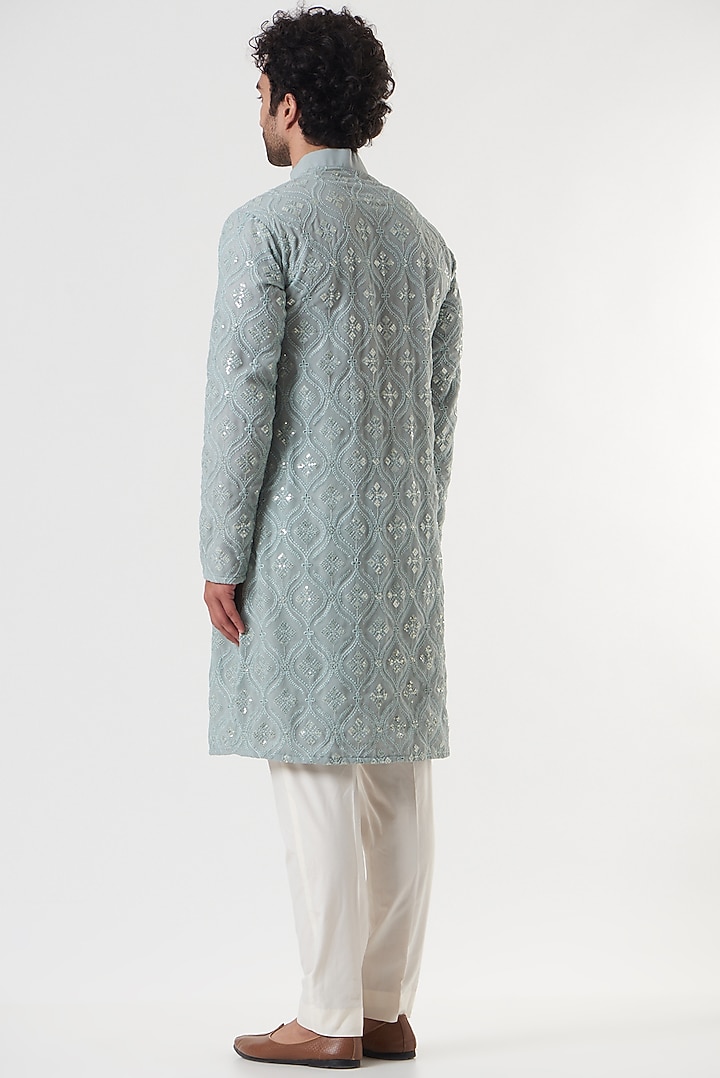 Light Blue Embroidered Kurta Set by Darzi House at Pernia's Pop Up Shop