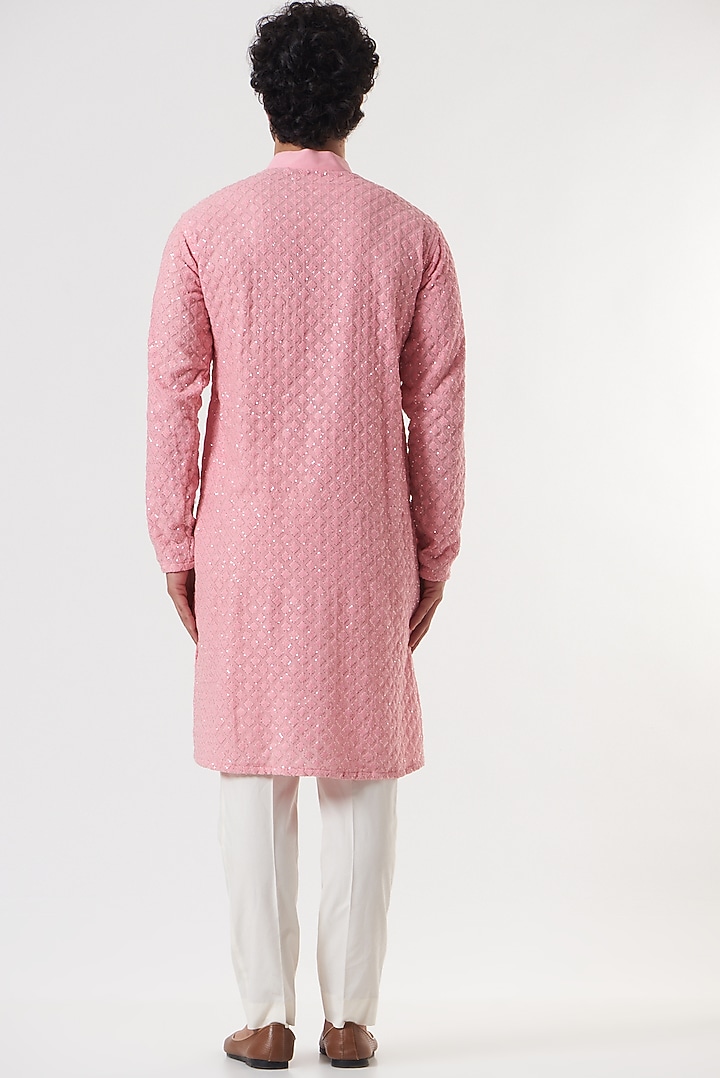 Blush Pink Embroidered Kurta Set by Darzi House at Pernia's Pop Up Shop