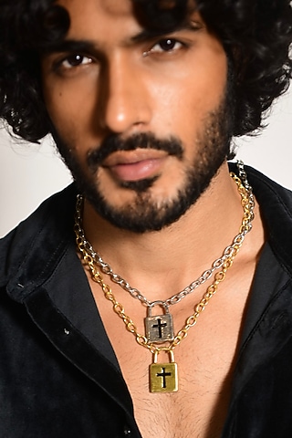 Gold & Silver Plated Enamelled Cross Chain Necklace by DASHIA