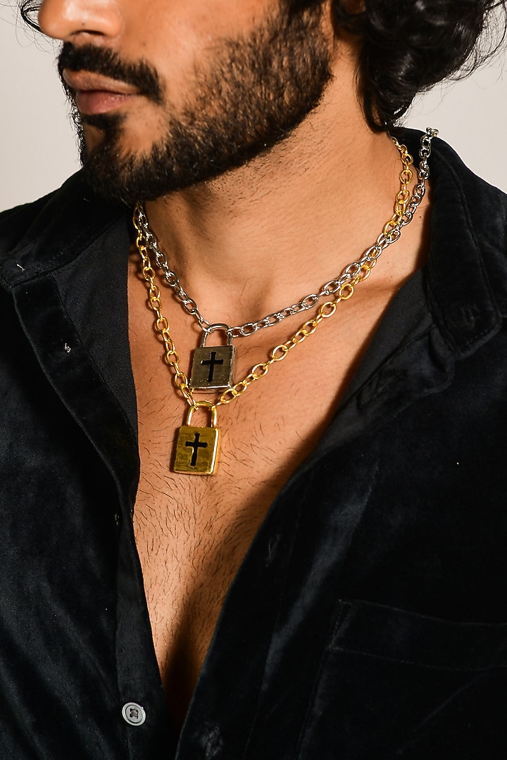 Gold & Silver Plated Enamelled Cross Chain Necklace by DASHIA at Pernia's Pop Up Shop