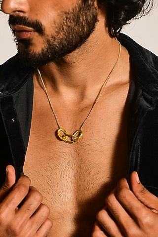 Gold Rhodium Finish Enamelled Rings Of Life Chain Necklace by DASHIA