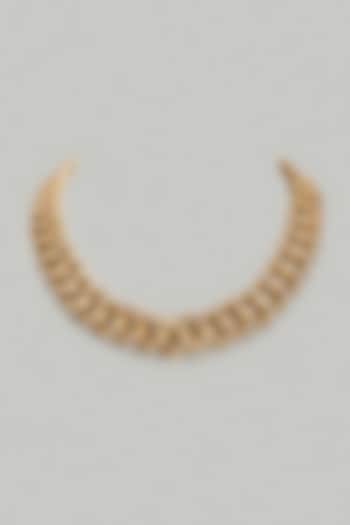 Gold Finish Hand Studded Cuban Chain Necklace by DASHIA at Pernia's Pop Up Shop