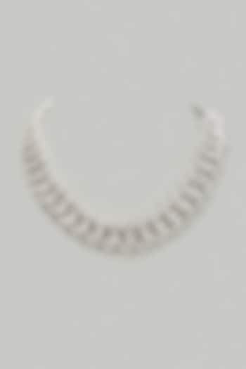 Silver Finish Hand Studded Cuban Chain Necklace by DASHIA at Pernia's Pop Up Shop