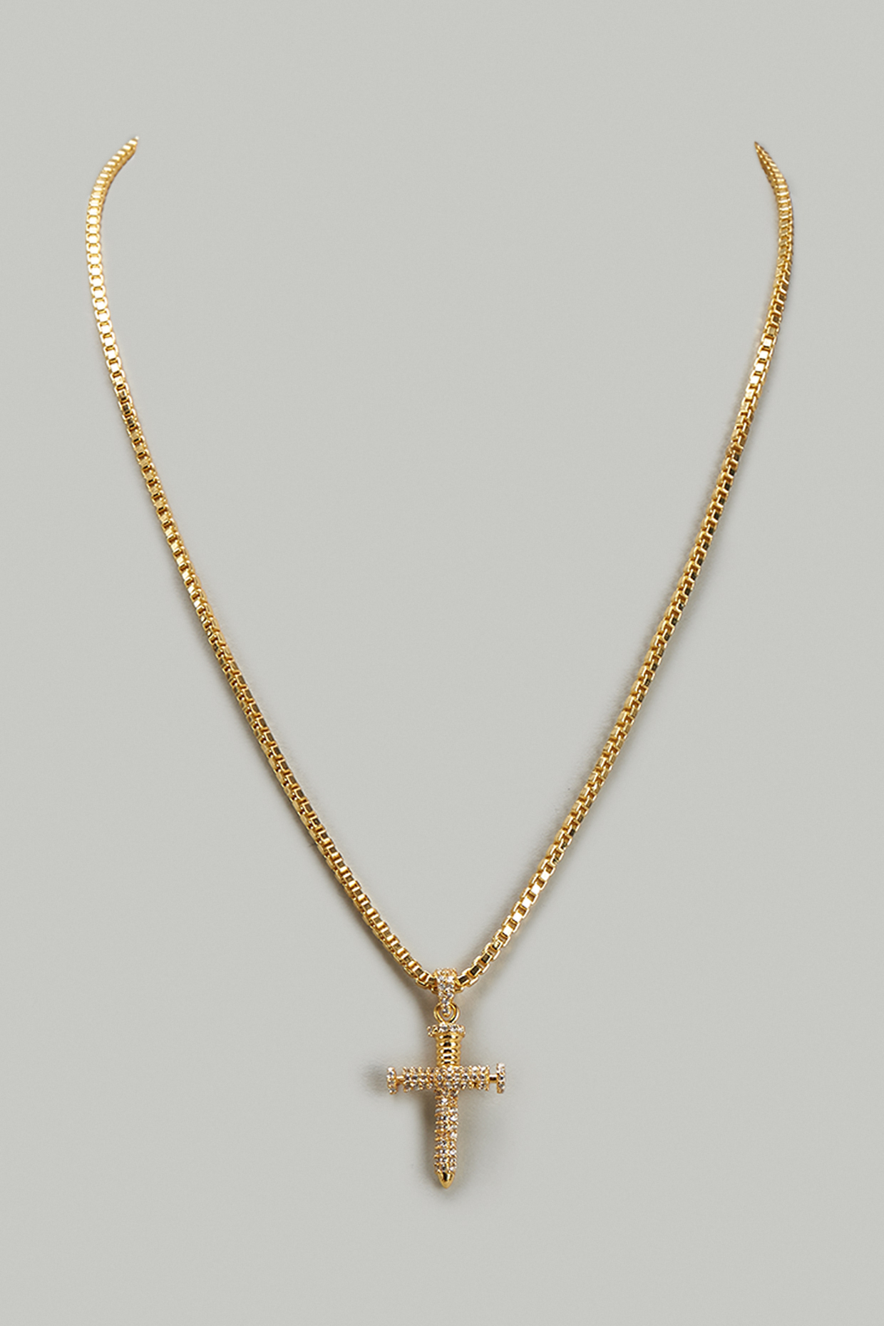 Gold Plated Sword Cross Pendant Necklace by DASHIA