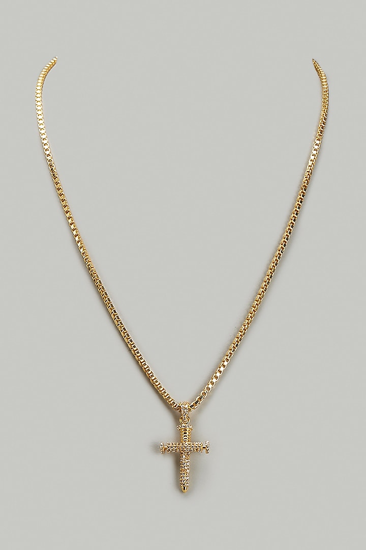 Gold Plated Sword Cross Pendant Necklace by DASHIA