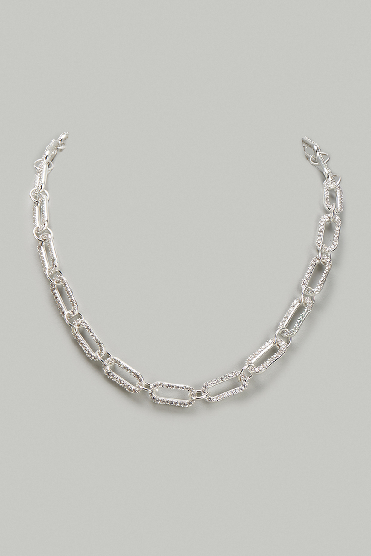 Silver Finish CZ Diamond Link Chain Necklace by DASHIA