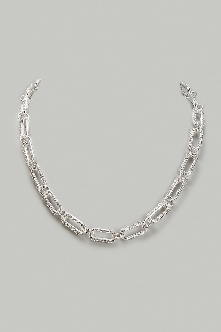 Silver Finish CZ Diamond Link Chain Necklace by DASHIA