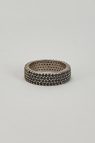 Silver Finish Black CZ Diamond Ring by DASHIA