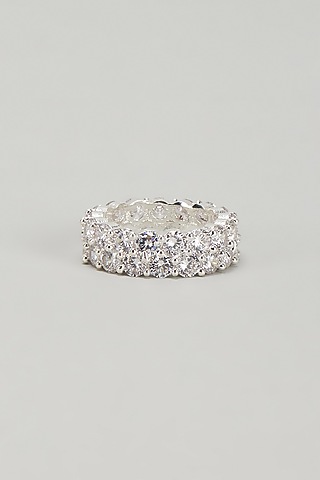 Silver Finish Dual Layered Solitaire Ring by DASHIA