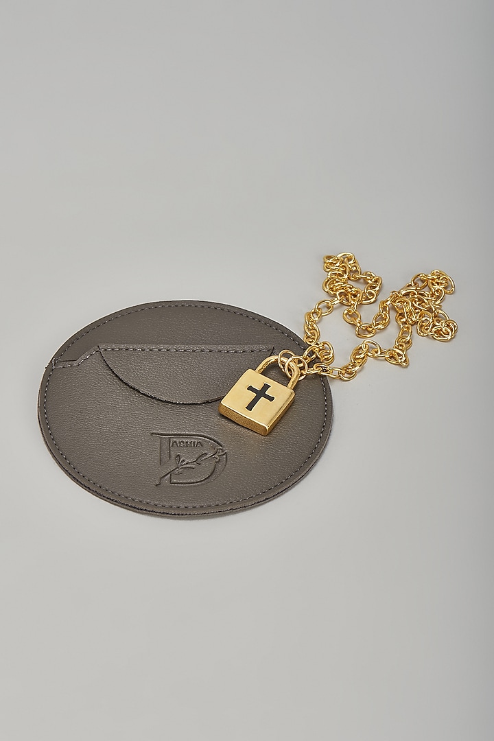 Gold Finish Enameled Lock Pendant Necklace by DASHIA at Pernia's Pop Up Shop