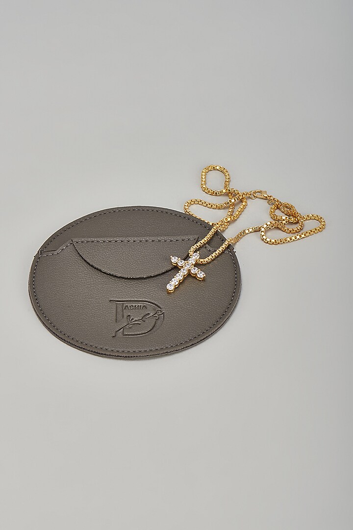 Gold Finish CZ Diamond Cross Pendant Necklace by DASHIA at Pernia's Pop Up Shop