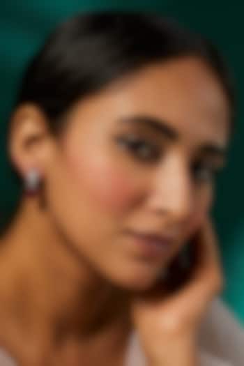 White Finish White & Red Swarovski Zirconia Dangler Earrings In Sterling Silver by Diosa Paris Jewellery at Pernia's Pop Up Shop